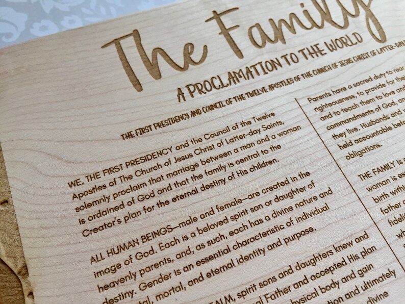 LDS Family Proclamation Decor Family Picture Engraved - Etsy