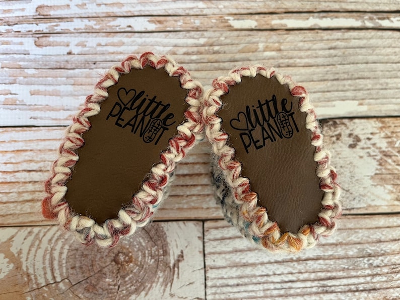 Faux leather Baby soles, precut baby bootie soles, engraved design bootie bottoms, knitting baby soles, crochet baby shoe soles image 2