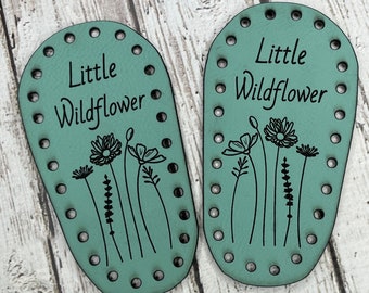 Faux leather Baby soles, precut baby bootie soles, engraved design bootie bottoms, knitting baby soles, crochet baby shoe soles