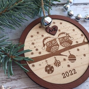 Personalized Christmas ornament, owl ornament, engraved Christmas ornament, tree decoration, love, Christmas tree decoration, gift, wedding image 5