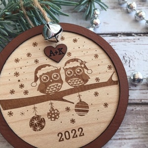 Personalized Christmas ornament, owl ornament, engraved Christmas ornament, tree decoration, love, Christmas tree decoration, gift, wedding image 6