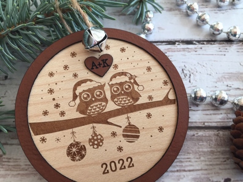 Personalized Christmas ornament, owl ornament, engraved Christmas ornament, tree decoration, love, Christmas tree decoration, gift, wedding image 6