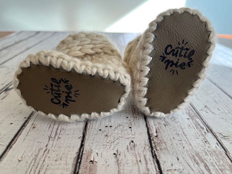 Faux leather Baby soles, precut baby bootie soles, engraved design bootie bottoms, knitting baby soles, crochet baby shoe soles image 5