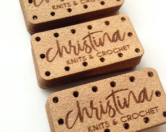 Custom tag, ultra suede, tag, fabric custom tag, personalized, suede tag, engraved tag, button, knitting button, craft button, business tag,