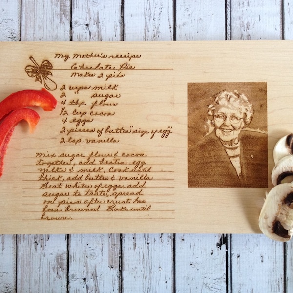 Personalized recipe Cutting Board, personal picture cutting board, Custom Engraved Cutting Board, Personalized Wedding Gift, family gift