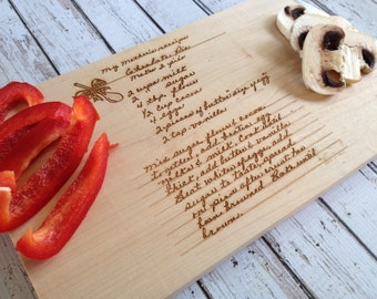 Personalized recipe Cutting Board,  Custom Engraved Cutting Board, personalized Mother's day gift, keepsake cutting board,