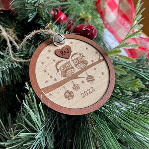 Personalized Christmas ornament, owl ornament, engraved Christmas ornament, tree decoration, love, Christmas tree decoration, gift, wedding image 4