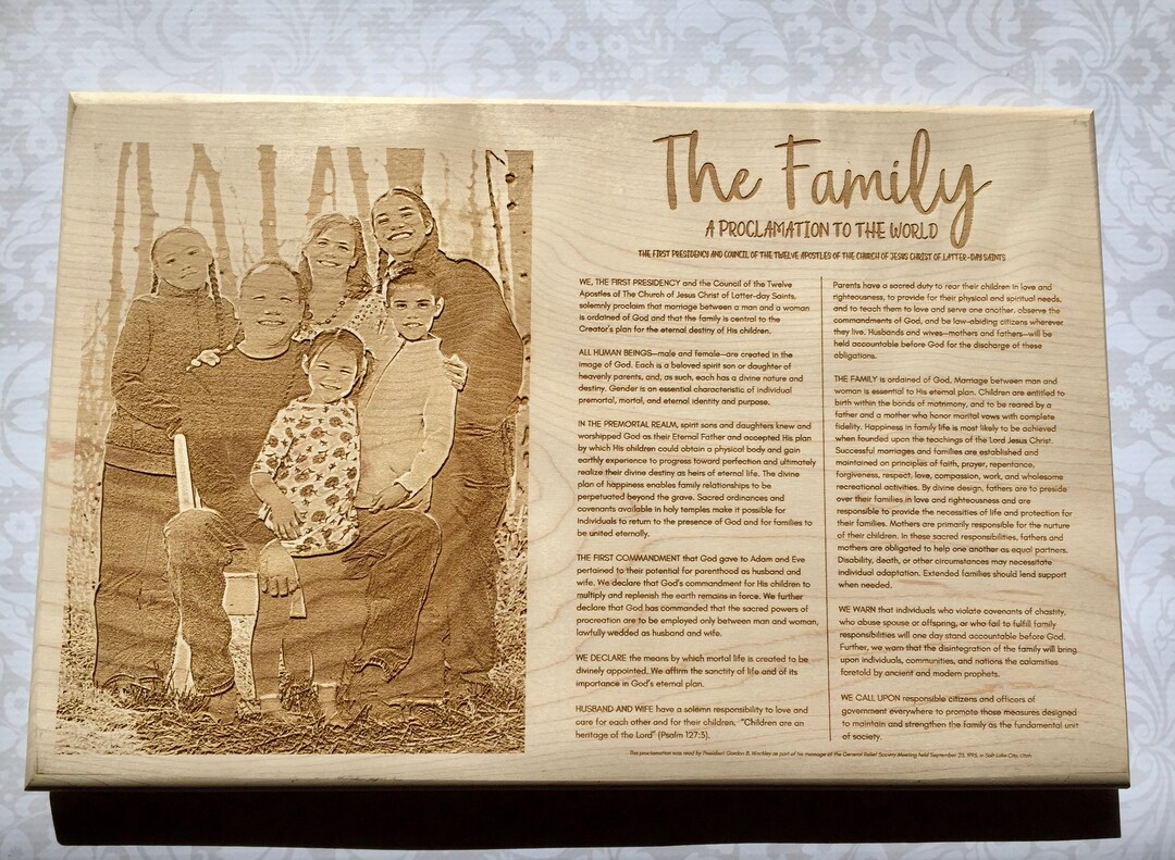 LDS Family Proclamation Decor Family Picture Engraved - Etsy