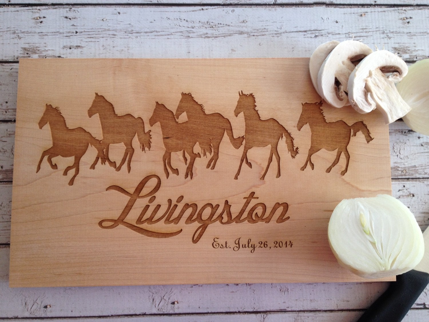 Personalized Cutting Board Horse Board Custom Engraved Etsy