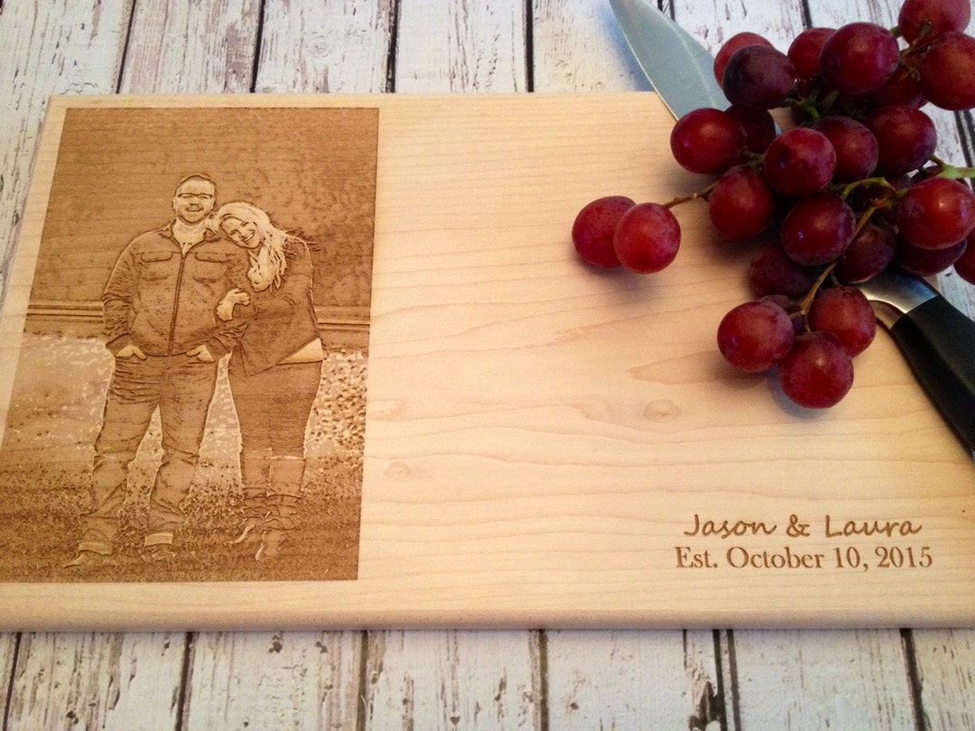 Wedding Cutting Board Engraved Photo Cutting Board Etsy
