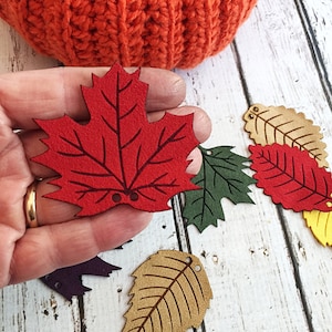 Fall Leaves, pumpkin Leaves, Ultra suede leaves, Fabric Leaves, Knitting tags, crochet tags, Autumn Leaves, Knit crochet pumpkins, cute