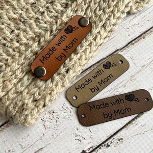 Étiquette en similicuir, étiquette à riveter, étiquette personnalisée, étiquette personnalisée, personnalisée, étiquette en cuir, gravée, tricot, crochet, étiquette à coudre, étiquettes en cuir