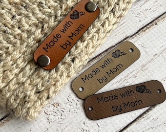 Faux leather tag, rivet tag, Custom tag, custom tag, personalized, leather tag, engraved, knitting, crochet, sewing tag, leather labels