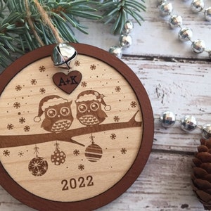 Personalized Christmas ornament, owl ornament, engraved Christmas ornament, tree decoration, love, Christmas tree decoration, gift, wedding image 7