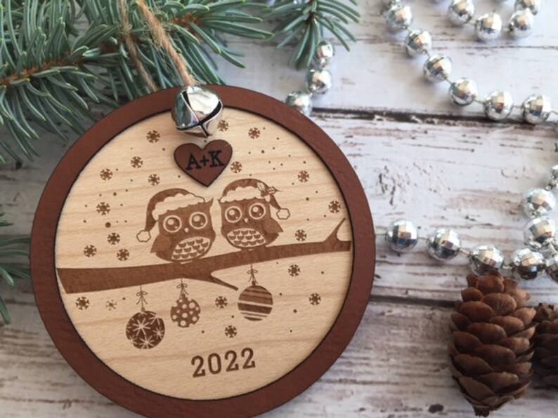 Personalized Christmas ornament, owl ornament, engraved Christmas ornament, tree decoration, love, Christmas tree decoration, gift, wedding image 7