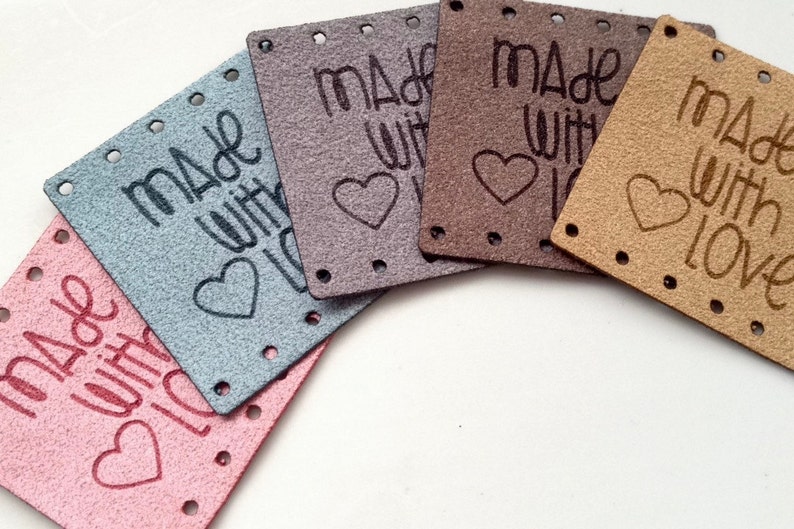 Custom tag, ultra suede, tag, fabric custom tag, personalized, suede tag, engraved tag, button, knitting button, craft button, business tag, image 2