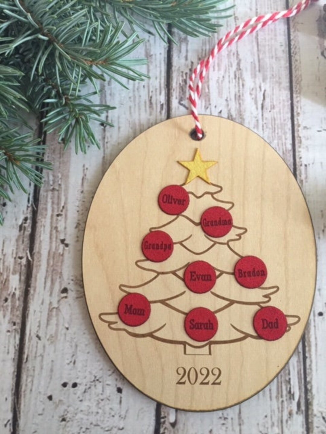Personalized Christmas Ornament, Engraved Christmas Ornament, Tree