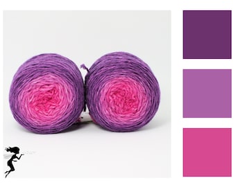 Merino Sockenwolle Farbverlauf handgefärbt 2 x 50g – Purple Orchid