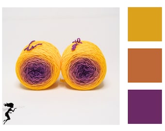 Merino Sock Gradient Yarn - 2 x 50g Set - Hand Dyed - Curry & Saffron