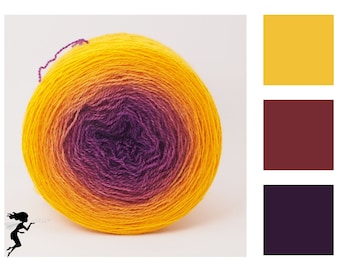 Curry & Saffron - Hand Dyed Gradient Yarn, Merino Silk Lace Weight