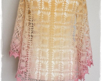 Galaxy II* crochet shawl pattern, charted, triangular shawl