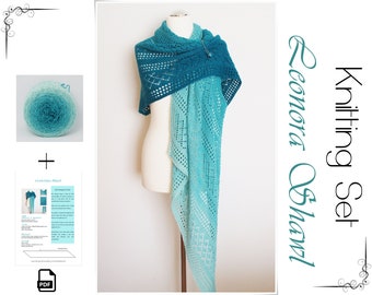 Knitting Set Leonora - yarn included - gradient shawl