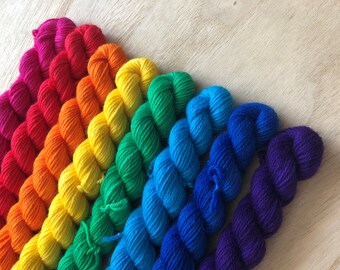 Rainbow - 8 x 20g Merino-Sockyarn, handdyed, fingering weight