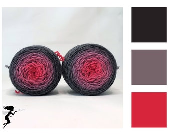 Merino Sockenwolle Farbverlauf handgefärbt 2 x 50g – Valentine