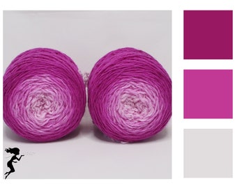 Merino Sockenwolle Farbverlauf handgefärbt 2 x 50g – Dahlia