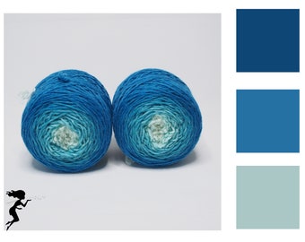 Merino Sockenwolle Farbverlauf handgefärbt 2 x 50g – Kingfisher Teal