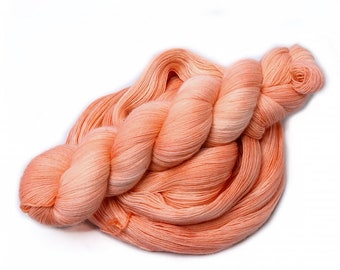 Fuzzy Peach - Hand Dyed Yarn, Merino Lace Weight