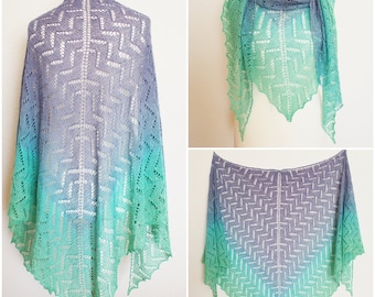 Zackenzauber* knitting pattern, triangular lace shawl