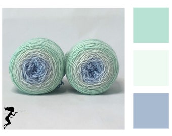 Merino Sock Gradient Yarn - 2 x 50g Set - Hand Dyed - Sweet Mint