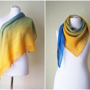 Trilogy* easy reversible knitting pattern, triangular shawl