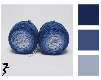 Merino Sockenwolle Farbverlauf handgefärbt 2 x 50g – Blueberry