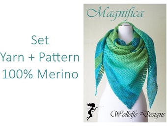 DIY Knitting Set, Magnifica shawl, gradient yarn,  pattern included