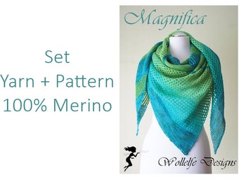 DIY Strickset Magnifica Tuch, Wolle + Anleitung