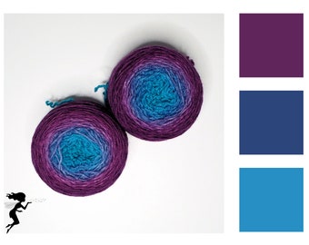 Merino Sockenwolle Farbverlauf handgefärbt 2 x 50g – Paradiesvogel