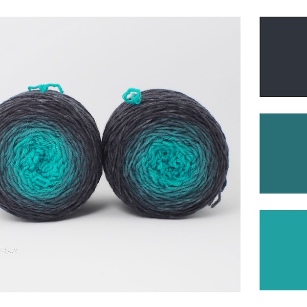 Merino Sock Gradient Yarn - 2 x 50g Set - Hand Dyed - Black Dragon