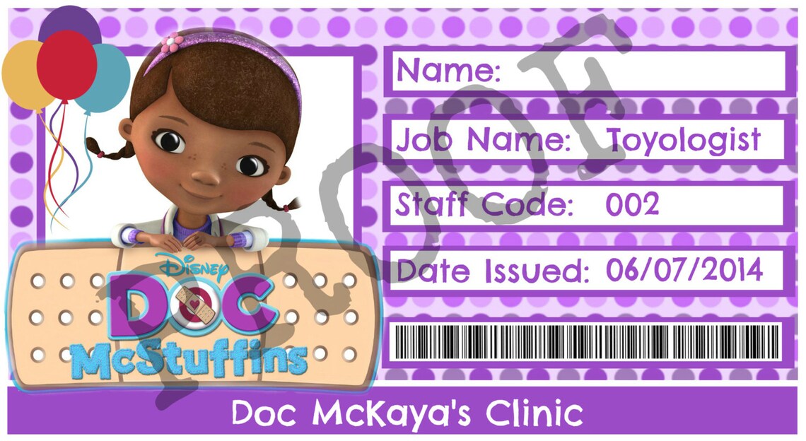 Doc Mcstuffins ID Badges for Boys and Girls - Etsy
