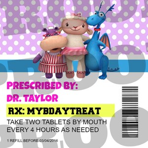 Free printable doc mcstuffins prescription labels