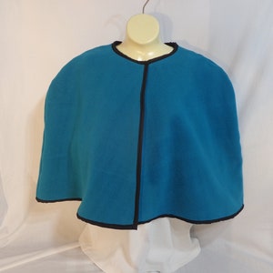 Capelets: Cape Coverup Bed Jackets Accent Top Ponchos Shawl Capelet Wrap Cape Coverup Bed Jacket Accent Top Capelet Shawl Bed Jacket Wrap Deep Teal Black Trim