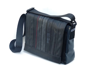 Bag made of bicycle tube - large shoulder bag with car belt, truck tarpaulin, bicycle tube (recycling bag, bicycle tube bag) Bikebag L