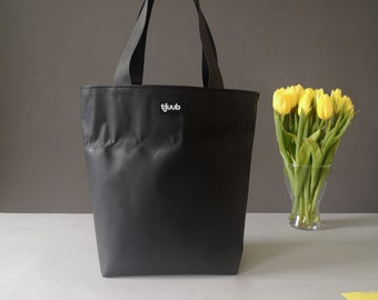 Shopping bag made of truck tarpaulin — upcycling shopping bag black