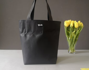 Sac shopping en bâche de camion — sac shopping upcyclé noir