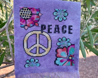 Peace Prayer Flag Digital Cross Stitch Pattern PDF