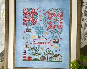 Carolyn's Balloons - Summer - digital cross stitch pattern pdf - Instant Download
