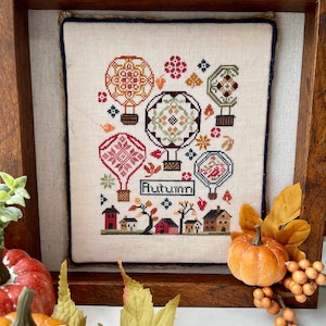 Carolyn&#39;s Balloons - Autumn PDF Digital Cross Stitch Pattern