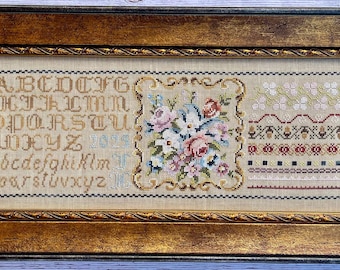 Milady’s Posies Antique Lady’s Compact Reproduction Digital Cross Stitch Pattern - PDF - Instant Download
