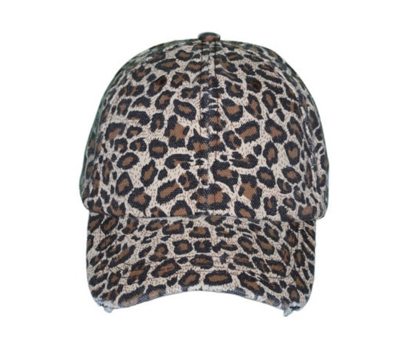 Leopard Adjustable Distressed Baseball Hat